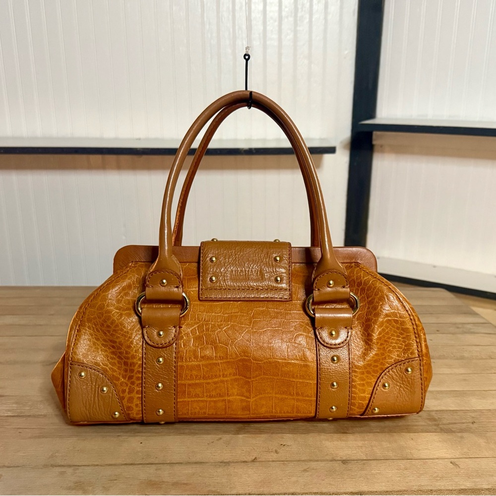 Michael Kors Cognac Brown Croc-Embossed Leather Satchel with Gold Hardware - Picture 3 of 15